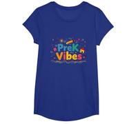 PreK Vibes Fun Colorful School Kindergarten Ready Kids T-Shirt, Girls, Royal Blue, Small