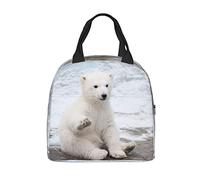 PrelerDIY Baby Polar Bear Lunch Box - Insulated Lunch Bags for Kids Boys Girls Reusable Lunch Tote Bags, Perfect for School/Camping/Hiking/Picnic/Beach/Travel
