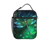 PrelerDIY Green Dragonfly Lunch Box - Insulated Lunch Bags For Women/Men/Girls/Boys Detachable Handle Lunchbox Meal Tote Bag, Green Dragonfly