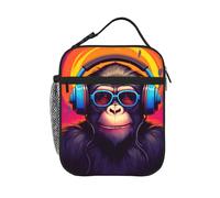PrelerDIY Musical Monkey Lunch Box - Insulated Lunch Bags For Women/Men/Girls/Boys Detachable Handle Lunchbox Meal Tote Bag, Musical Monkey