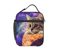 PrelerDIY Pizza Cat Lunch Box - Insulated Lunch Bags for Women/Men/Girls/Boys Detachable Handle Lunchbox Meal Tote Bag