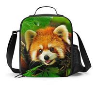 PrelerDIY Red Panda Lunch Box - Insulated Lunch Box for Kids Funny 3D Design with Side Pocket & Shoulder Strap Lunch Bag Perfect for School/Camping/Hiking/Picnic/Beach/Travel
