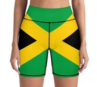 PrelerDIY Women's High Waist Bike Shorts for Workout Sports Athletic Running Hiking Biker Yoga Gym, Jamaica Flag, M
