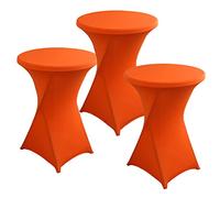 PRELGOSP 3 Set of Poseur Table Covers, Event Decoration Cocktail Tablecloth, Spandex Stretch Poseur Table Cover for Wedding, Party, Birthday Parties, Home & Event Decoration,orange,80x110cm