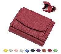 Preliminaryt 2024 New Genuine Leather RFID Blocking Card Holder Organizer Pocket Mini Wallet, Unisex Anti-Credit Card Fraud Folding Mini Wallet (Wine red,One Size)