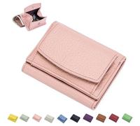 Preliminaryt 2024 New Genuine Leather RFID Blocking Card Holder Organizer Pocket Mini Wallet, Unisex Anti-Credit Card Fraud Folding Mini Wallet (Pink,One Size)