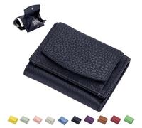 Preliminaryt 2024 New Genuine Leather RFID Blocking Card Holder Organizer Pocket Mini Wallet, Unisex Anti-Credit Card Fraud Folding Mini Wallet (Black,One Size)