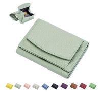 Preliminaryt 2024 New Genuine Leather RFID Blocking Card Holder Organizer Pocket Mini Wallet, Unisex Anti-Credit Card Fraud Folding Mini Wallet (Light Green,One Size)