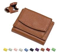 Preliminaryt 2024 New Genuine Leather RFID Blocking Card Holder Organizer Pocket Mini Wallet, Unisex Anti-Credit Card Fraud Folding Mini Wallet (Brown,One Size)