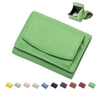 Preliminaryt 2024 New Genuine Leather RFID Blocking Card Holder Organizer Pocket Mini Wallet, Unisex Anti-Credit Card Fraud Folding Mini Wallet (Green,One Size)