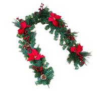 2m B/O Pre lit Red Poinsettia Garland with 50 WW Leds Shatchi Multi One Size