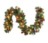 Prelit Christmas Garland, 6Ft 30Led Artificial Lighted Garland With Pine Cones & Red Berries, Battery Operated For Mantle