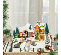 Prelit Christmas Musical Villages with Rotating Tree Animated Xmas Village with Sound Fibre Optic Transformer or Battery-Operated Festival Decoration for Tabletop