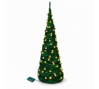 5Ft/150cm Prelit Pre Decorated Pop up Christmas Tree Xmas Home Indoor LED Warm White Lights Gold Baubles Decorations Battery Operated