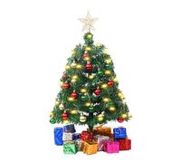 Prelit Mini Christmas Tree with Lights - Decorated Gift Boxes & Hanging Ornaments - 17in Home Party Xmas Decor