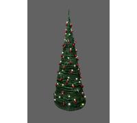 SHATCHI 4Ft-6Ft Prelit Pre Pop up Christmas Tree Xmas Home Indoor LED Warm White Lights Decorations, Polyvinyl Chloride, Green, 6Ft