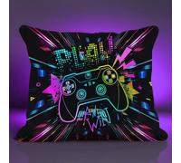 PreLiving Electric Neon Gaming Pillow Cover 20x20 - Vibrant Game Controller Design, Gamer Gifts for Teenage Boys, Perfect for Grandson & Son, Enhances Kids Gaming Room Decor