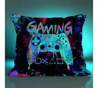 PreLiving Gaming Throw Pillow Cover 20x20 - Gamer Gifts for Teenage Boys, Gift for Grandson Son, Vibrant Controller Design for Kids Boys Gaming Room Decor