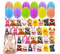 Preloaded Easter Eggs, Easter Eggs Filled With Toys | Iggs Premucite Plush Animals | Basketball Fillers Easter Decorations For Kids Hunting Game, Classroom Awards, Supplies
