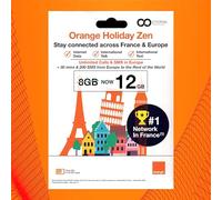 Preloaded Orange Travel Sim Card Now with 12GB of 4G Data, Unlimited Calls & SMS in Europe, 30 mins & 200 SMS from Europe to Worldwide (Lasts for 31 Days). Tethering Allowed