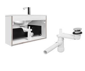 Preloc PRELOC-400_POP-UP Space Saving Telescopic Bathroom Sink Waste Trap, Chrome Pop-Up, 28x18x5cm, White, with Installation Kit