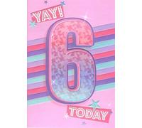 Prelude 6th Birthday Greeting Card, Colourful Striped Number Design, for Age 6