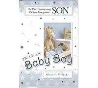 prelude Boys Christening Card ~ On The Christening Of Your Gorgeous Son ~ Nursery Animals & Shoes