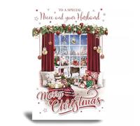 Prelude Christmas Card for Niece and Husband, 15 x 23 cm, Teddy Bear Design