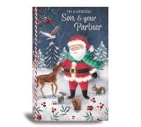 Prelude Christmas Card for Son and Partner, Santa Winter Scene, 15 x 23 cm