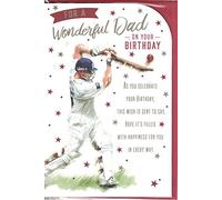 Prelude Dad Birthday Card ~For A Wonderful Dad On Your Birthday ~ Sports Themed Cricket Card Medium Size 23cm x 16cm