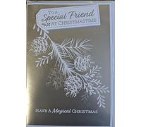 prelude Friend Christmas Card ~ To A Wonderful Friend Special Wishes At Christmas ~ Modern Baubles & Xmas Presents