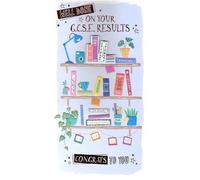 Prelude G.C.S.E. Results Congratulations Greeting Card, Study Books & Desk Design, Exam Success Theme