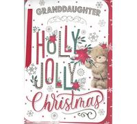 prelude Granddaughter Christmas Card ~ For A Special Granddaughter Wishing You A Happy Christmas~ Teddy Bear & Flowers Size 20cm x 14cm