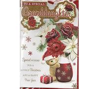 prelude Granddaughter Christmas Card ~ To A Lovely Granddaughter Just For You At Christmas ~ Bear In Santa Hat