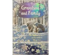 Prelude Grandson and Family Christmas Greeting Card, Polar Bear Snow Scene, Heartfelt Festive Message