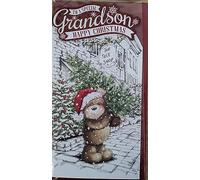 prelude Grandson Christmas Card ~ For A Very Special Grandson Have A Magical Christmas ~ Bear & Santa's Sleigh Quality Xmas Card