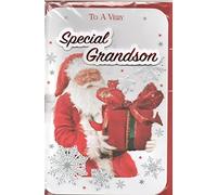 prelude Grandson Christmas Card ~ With Love To A Wonderful Grandson Merry Christmas ~ Santa Claus & Christmas Tree