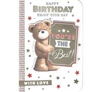 Prelude Happy Birthday Greeting Card, Cute Teddy Bear Design, 'You're The Best' with Star Details