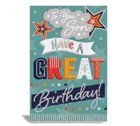 Prelude, Happy Birthday Son Card, Blue, White, Traditional Occasion Card, Especially for You, Male Greeting Card