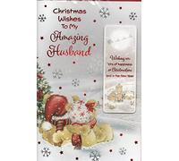 prelude Husband Christmas Card ~With Love To My Special Husband At Christmas ~ Cute Bears & Cottage Door