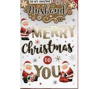 prelude Husband Christmas Card ~ With Love To My Wonderful Husband ~ Traditional Santa Medium Card 23cm x 16cm.