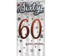 Prelude Modern Mens Milestone Age 60 Male 60th Birthday Greeting Card - from the Platinum Range From Glitter Silver & Copper Stars Foil Detail