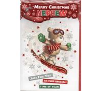 prelude Nephew Christmas Card ~ To A Very Special Nephew Have A Fantastic Christmas ~ Snowboarding Boy Quality Xmas Card
