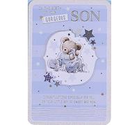 prelude New Baby Boy Card ~ Congratulations On The Birth Of Your Gorgeous Son ~ Lovely Quality New Baby Bear & Balloons Card.