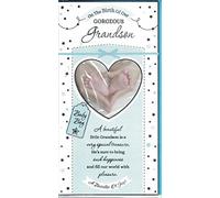 prelude New Baby Grandson Card ~ On The Birth Of Our Gorgeous Grandson ~ Slim New Baby Card From The New Grandparents