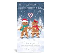 Prelude Sister and Brother-in-Law Christmas Card, Gingerbread Design, 12 x 22 cm