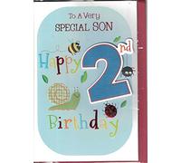 prelude Son 2nd Birthday Card ~ To A Very Special Son Happy 2nd Birthday ~ Animals Medium Card Size 23cm x 16cm
