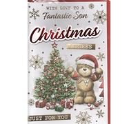 prelude Son Christmas Card ~ To A Fantastic Son At Christmas ~ Santa Bear & Christmas Tree