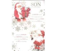 Prelude Traditional Christmas Card for Son, Multicolored Snowflake Design, 20 x 29.5 cm, 8 Page Insert, Special Holiday Greeting