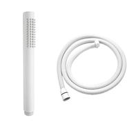 Prem Brass Handheld Shower Head - Round Bathroom Sprayer with White Hose - Available in White, Brushed Nickel, Chrome, Grey, Matte Black - Stylish & Durable Shower Upgrade